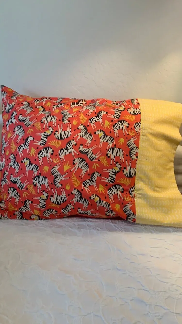 Handmade Zebra Pillowcase Set, Quilting Cotton with Yellow Band